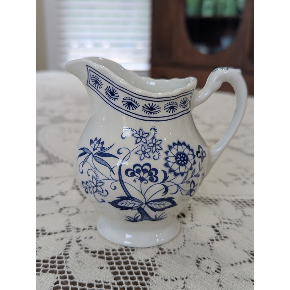 Vintage Creamer Small Blue J&G Meakin Blue Nordic Onion Pattern Ironstone - Picture 3 of 15